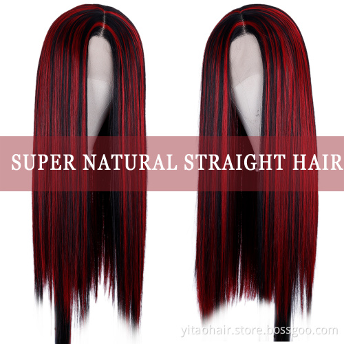 FZY Wholesale Price Good Omens Cosplay P#4/27  with highlights silk straight Synthetic hair Wigs with lace front  Vendor